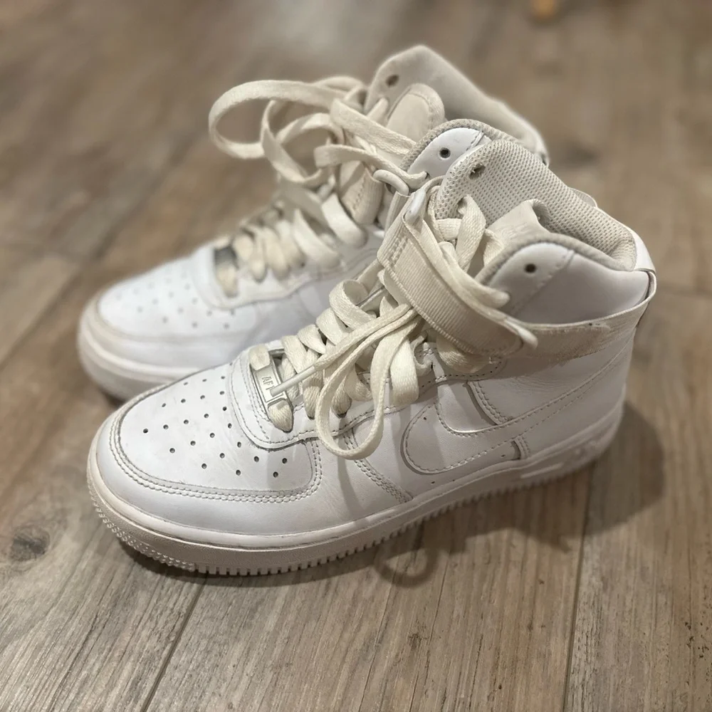 Nike Air Force 1s White High-Top Sneakers Size 4Y